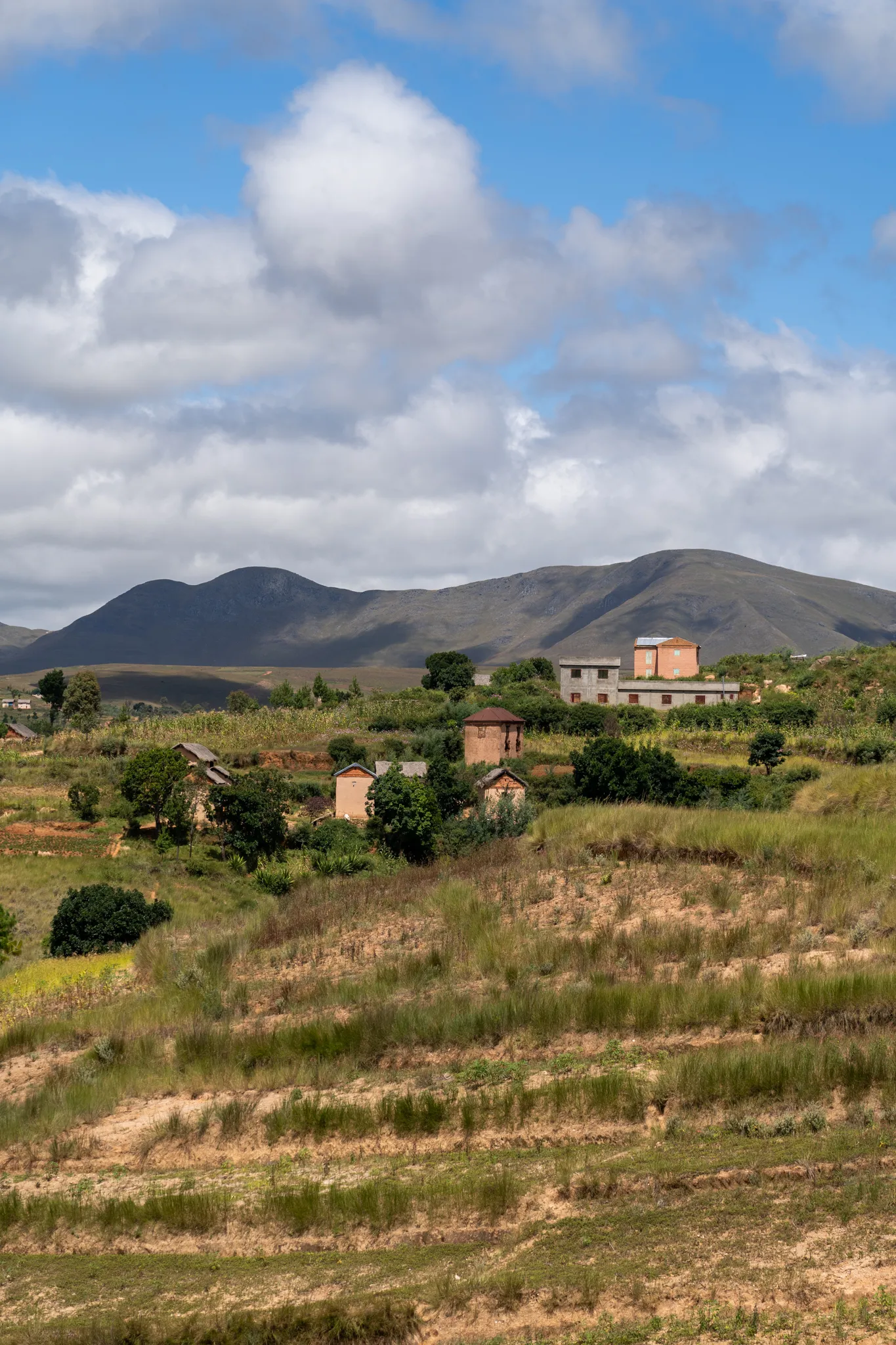 Highland village below the mountains