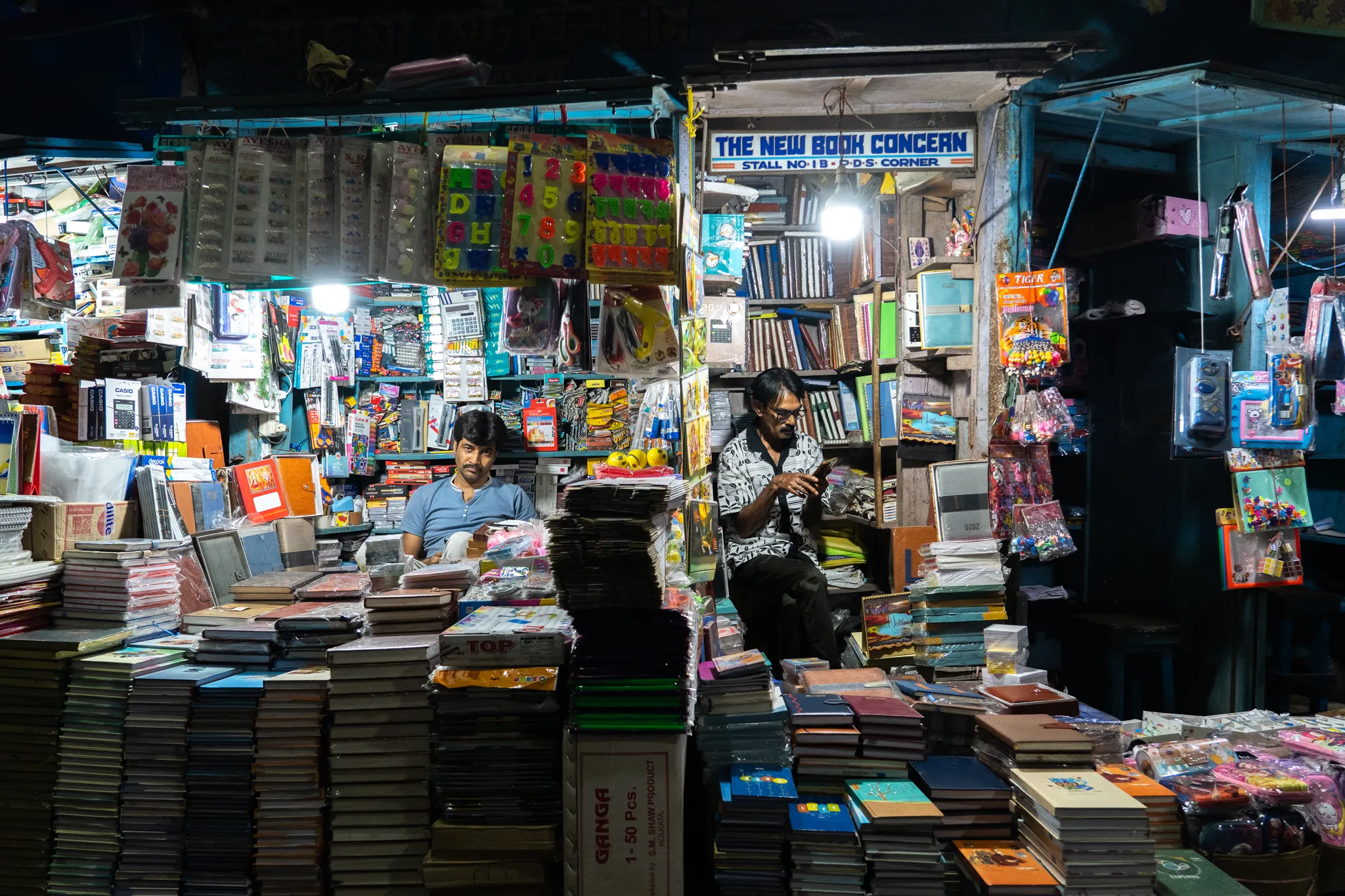 Booksellers at night in Calcutta, India