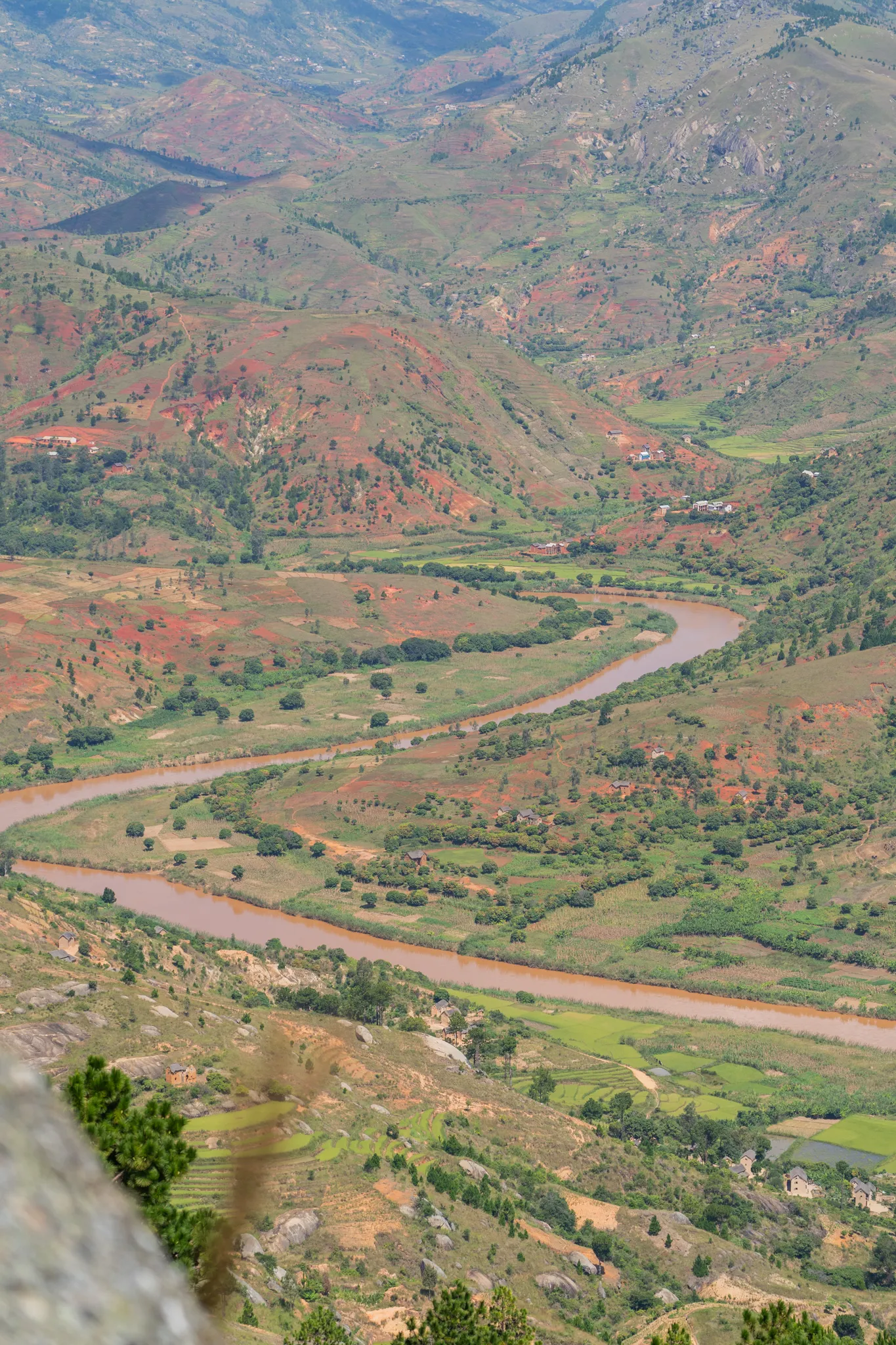 A river winds through the highlands