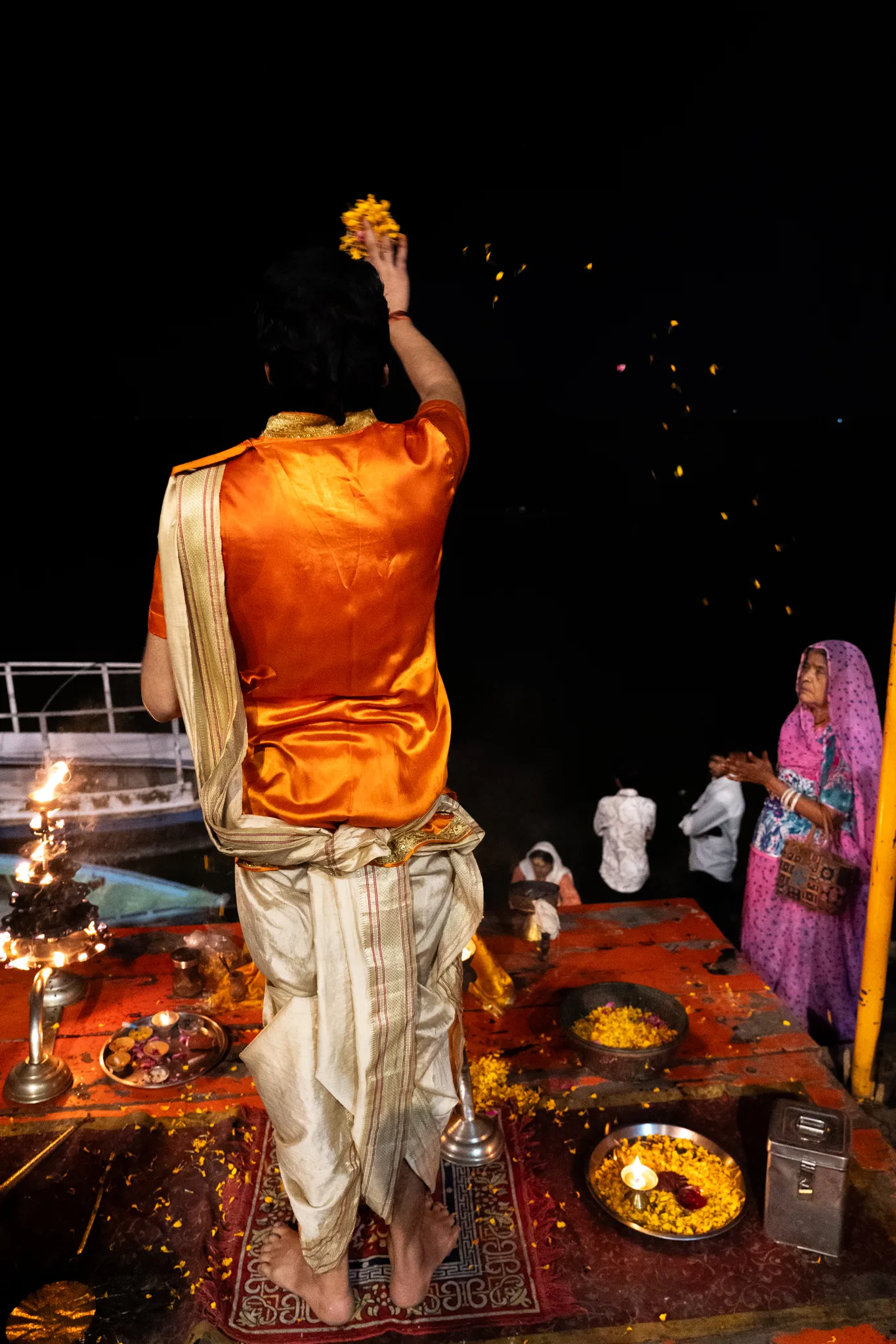 Flower buds before dawn in Varanasi, India