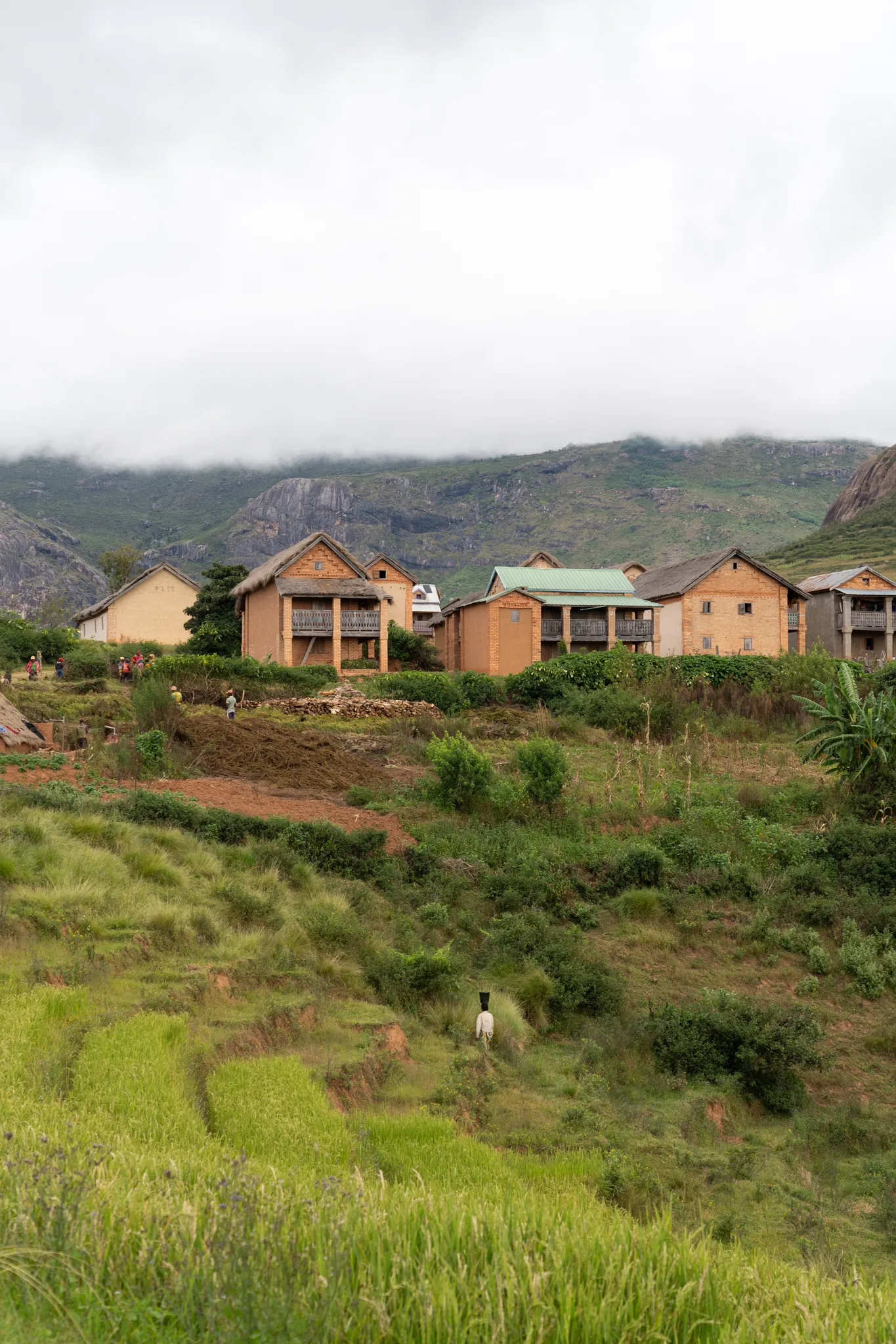 Brick houses above the rice terraces