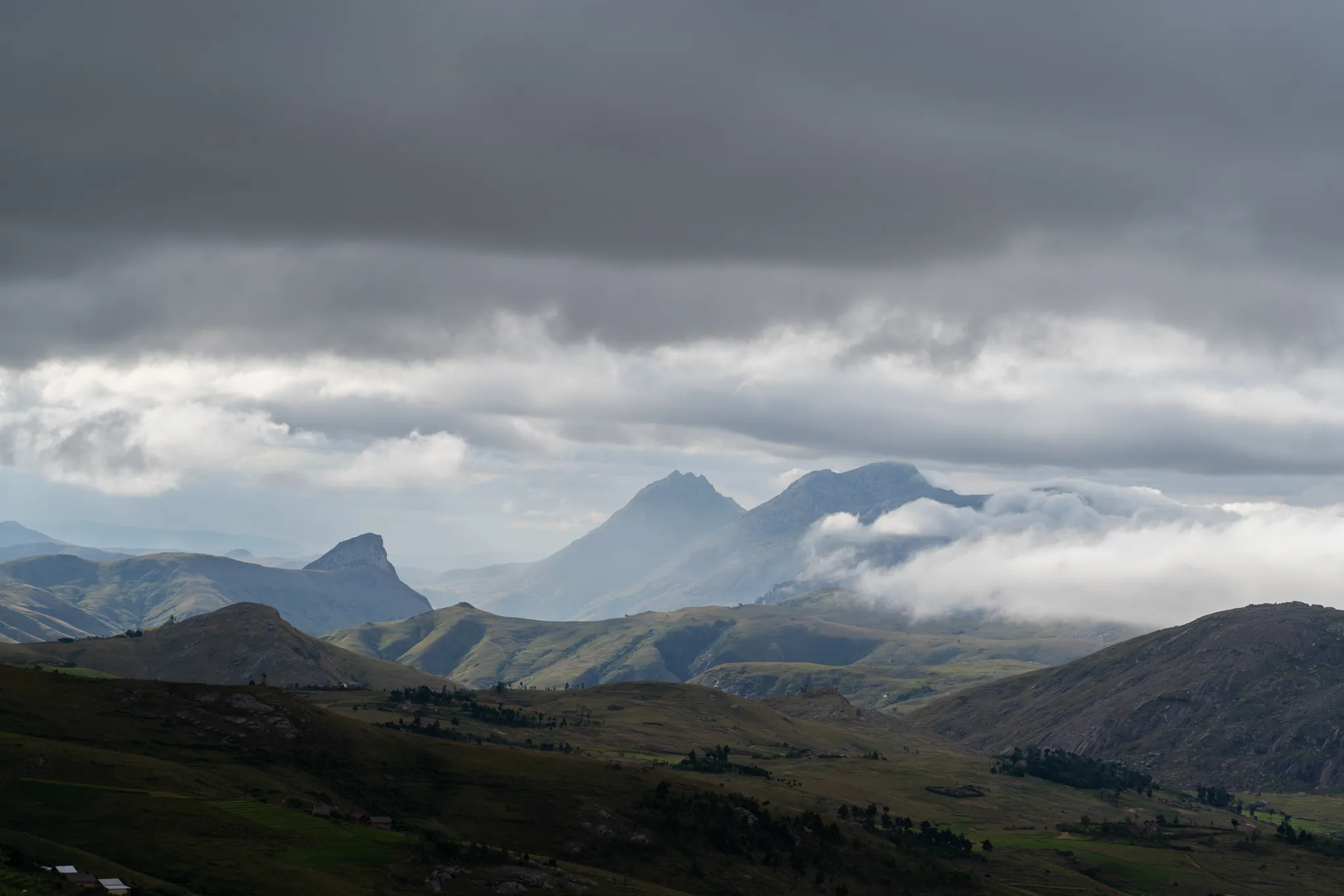 Jagged peaks beneath storm clouds, Madagascar