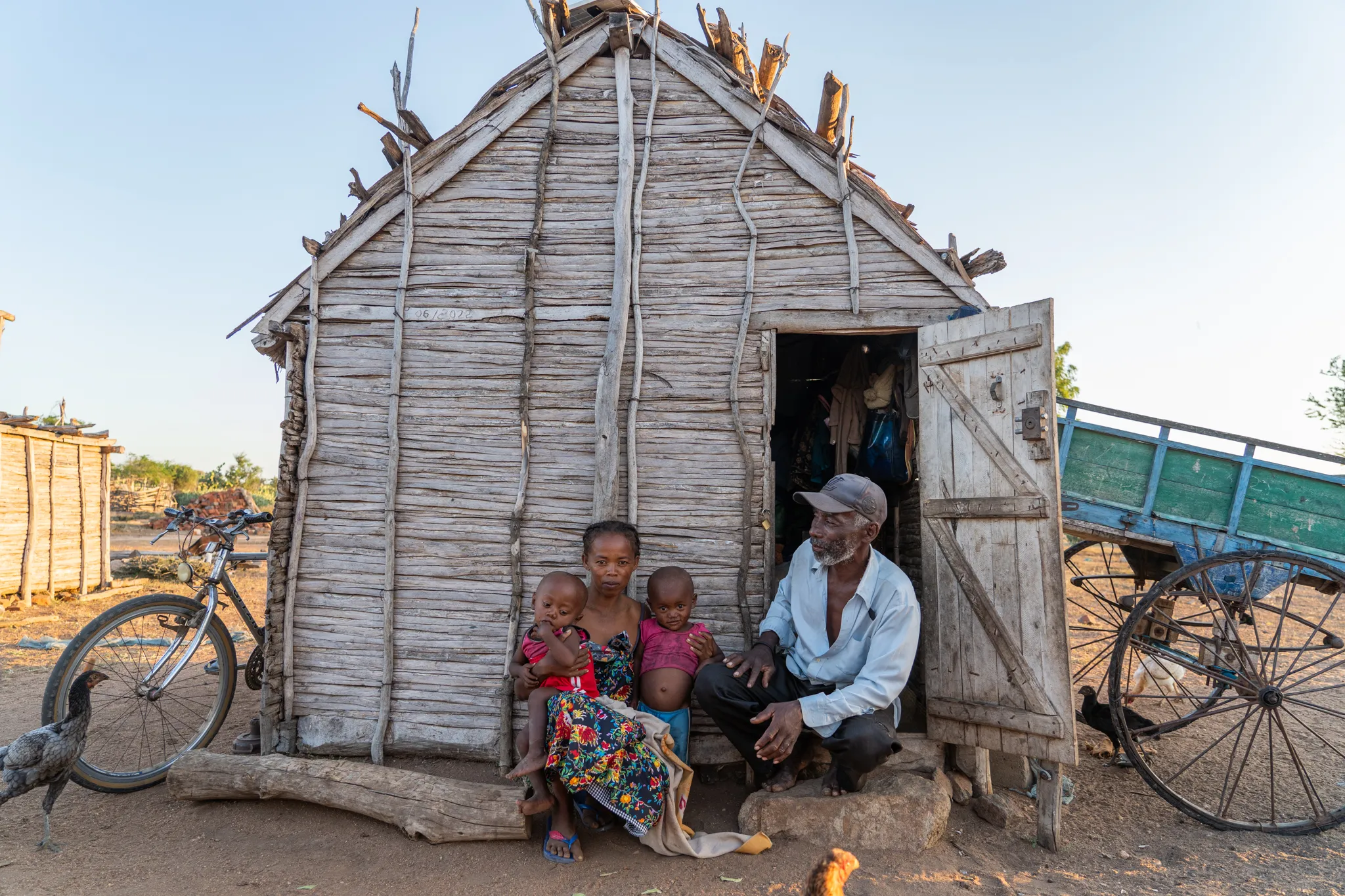 Androy family at the doorway, Madagascar
