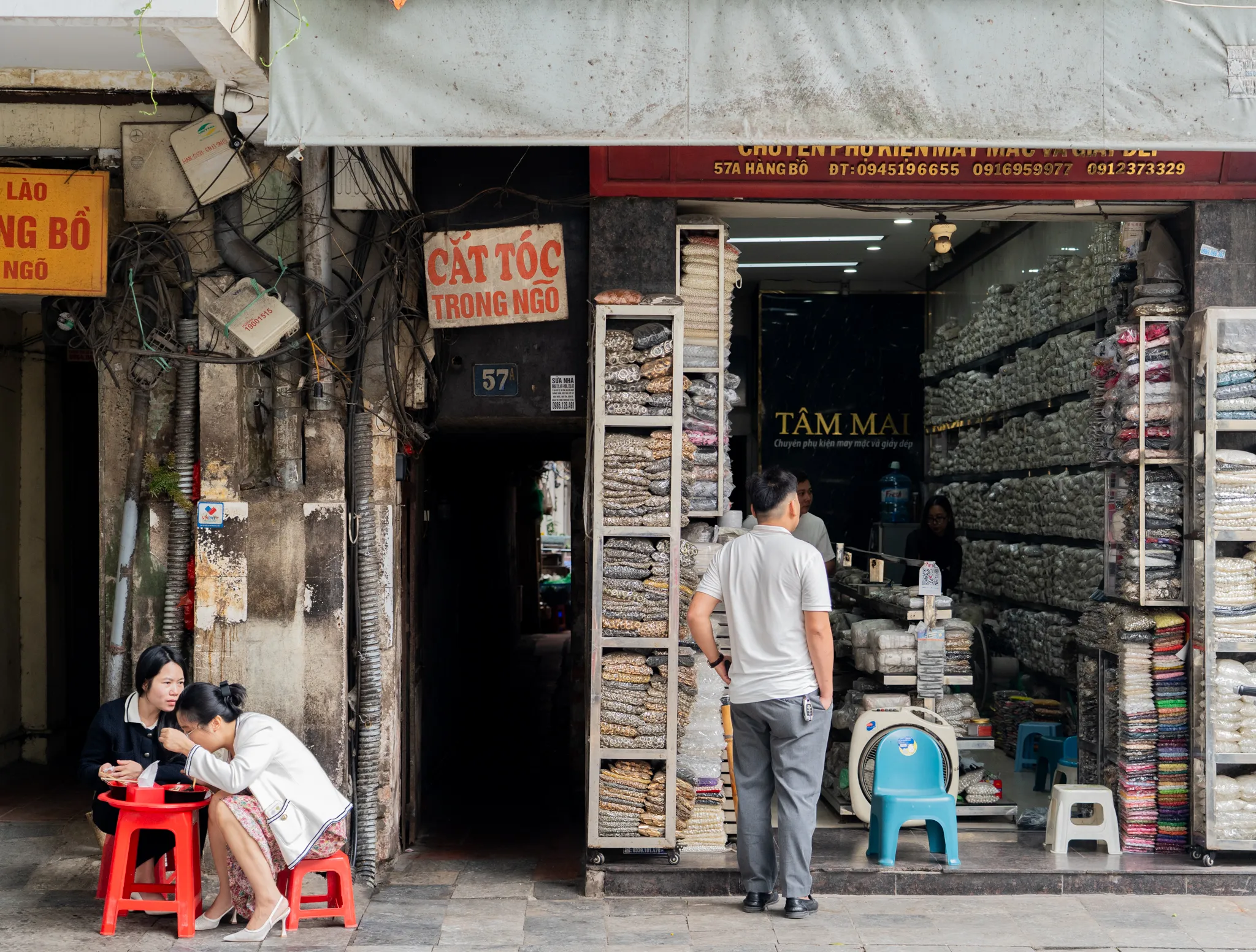 Street scene on Hang Bo in Hanoi's Old Quarter